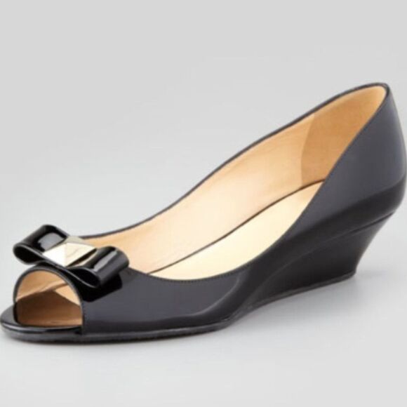 Kate Spade Black Bow Wedge size 7B - Picture 1 of 14
